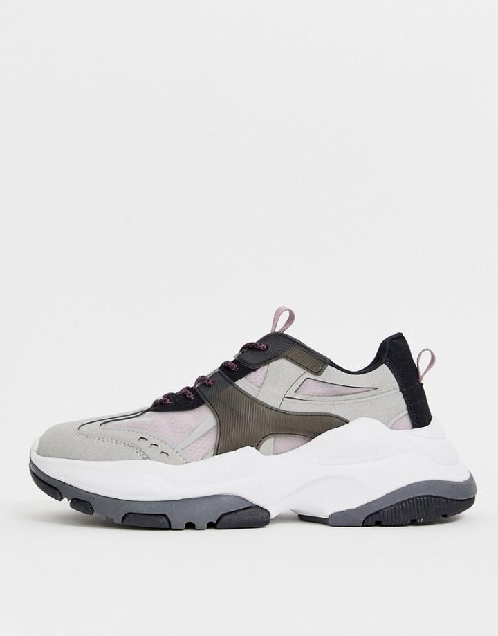 Asos Design Sneakers In Color Pop With Chunky Sole-gray