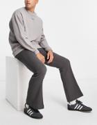 Asos Design Flared Smart Pants In Gray Crinkle