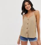 Asos Design Tall Button Through Linen Cami-white