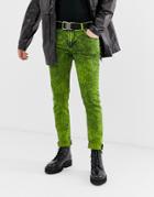 Asos Design Skinny Jeans In Acid Wash Lime Green - Green