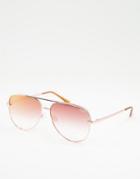 Quay Aviator Sunglasses In Rose-pink