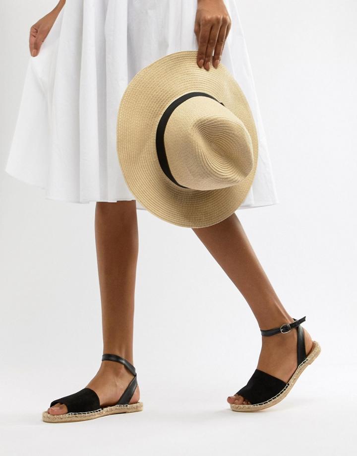 South Beach Black Ankle Strap Espadrilles - Black