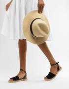South Beach Black Ankle Strap Espadrilles - Black