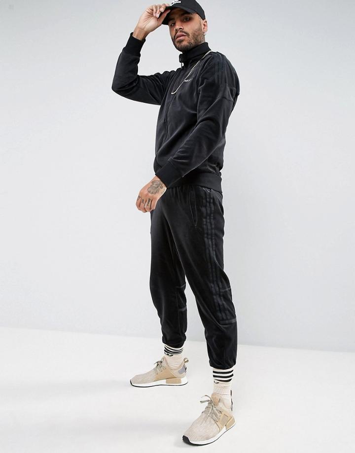 Adidas Originals Challenger Velour Track Jogger In Black Br2167 - Black
