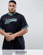 New Era Plus Florida Marlins Mesh T-shirt In Black - Black