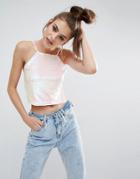 Missguided Sequin Pom Pom Halter Crop Top - Pink