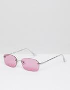 Asos Design Rimless Square Sunglasses In Pink - Pink