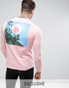 Hype Long Sleeve T-shirt In Pink With Rose Back Print - Pink
