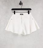 Missguided Denim Mom Shorts With Raw Hem In White