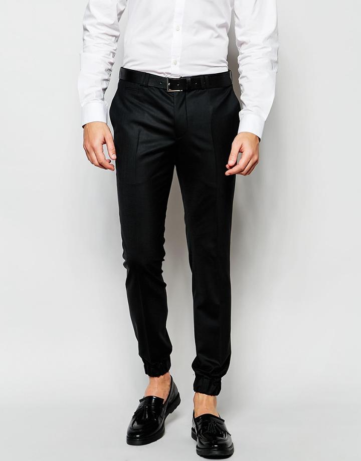 Noak Formal Pants With Cuffed Hem - Black