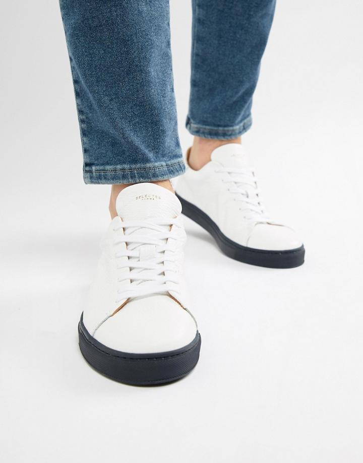 Selected Homme Premium Sneaker With Contrast Sole - White