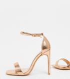 Glamorous Wide Fit Heeled Sandals With Set Back Heel In Rose Gold
