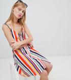 New Look Stripe Button Through Strappy Sundress