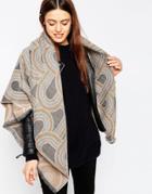 Asos Square Scarf With 70s Swirl Jacquard - Gray