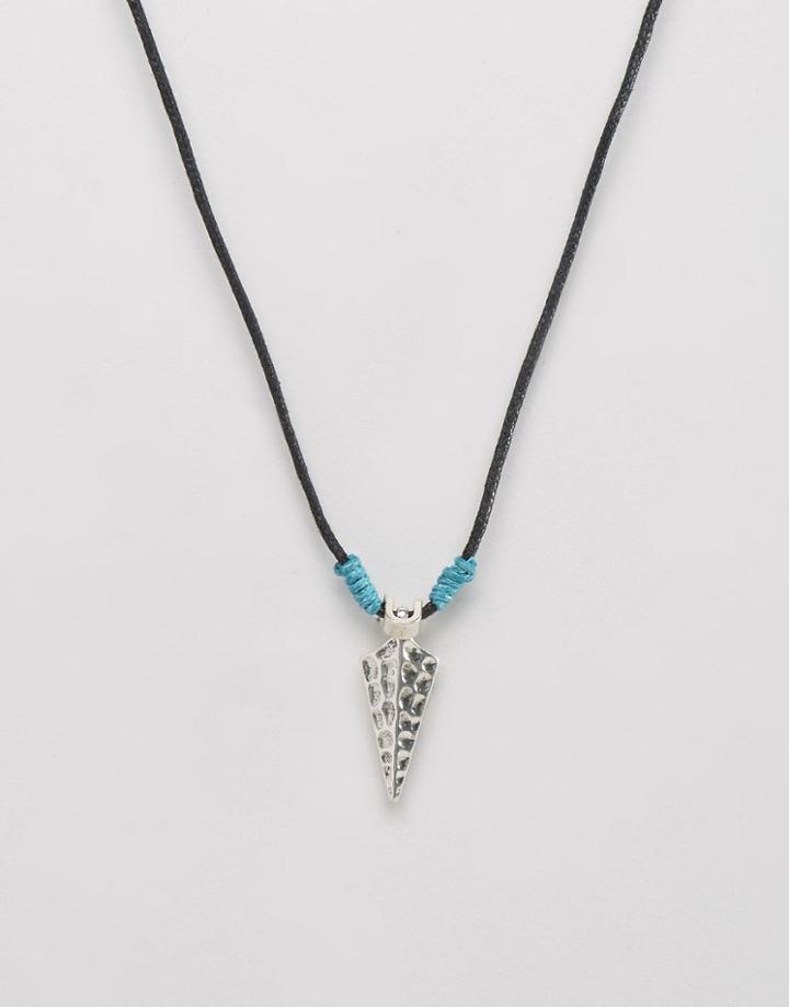 Asos Rope Necklace With Geo Pendant - Black