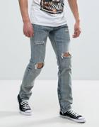 Reason Jeans In Light Wash With Distressing - Blue