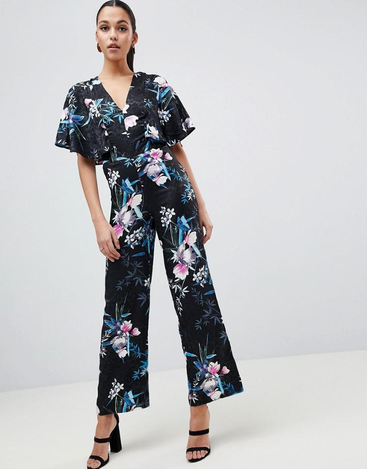 Lipsy Printed Kimono Sleeve Jumpsuit - Multi