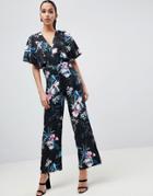 Lipsy Printed Kimono Sleeve Jumpsuit - Multi