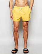 Asos Short Length Runner Swim Shorts In Yellow - Yellow