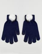 7x Pom Pom Gloves - Navy