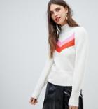 River Island Sweater With Chevron Detail In Ivory - White