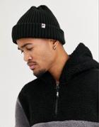 Fila Breaker Turn Up Ribbed Beanie In Black