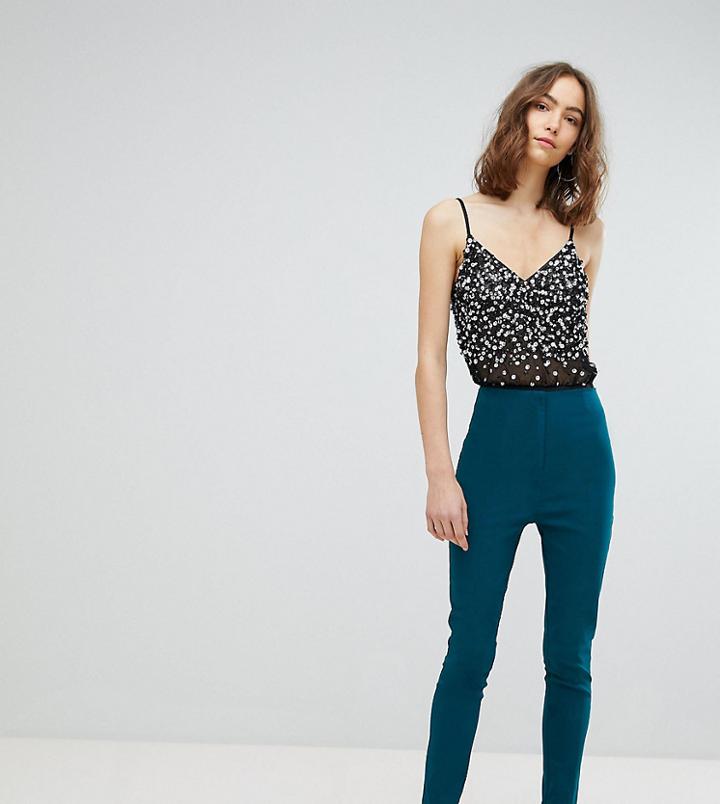 Asos Design Tall High Waist Pants In Skinny Fit - Green