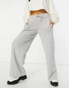 Topshop Wide Leg Sweatpants In Gray Heather-grey