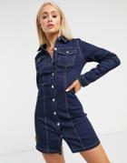 Urban Bliss Stretch Denim Shirt Dress In Blue-blues