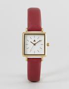 Asos Burgundy Square Face Watch - Red