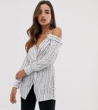 Parallel Lines Off Shoulder Blouse In Abstract Spot-white