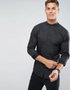 Selected Homme Slim Grandad Shirt In Print - Black