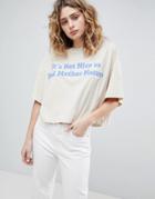 Weekday Cropped T-shirt With Logo - Cream
