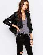 Muubaa Sabina Drape Leather Jacket - Black