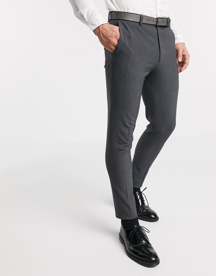 Asos Design Super Skinny Suit Pants In Four Way Stretch In Charcoal-grey
