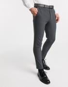Asos Design Super Skinny Suit Pants In Four Way Stretch In Charcoal-grey