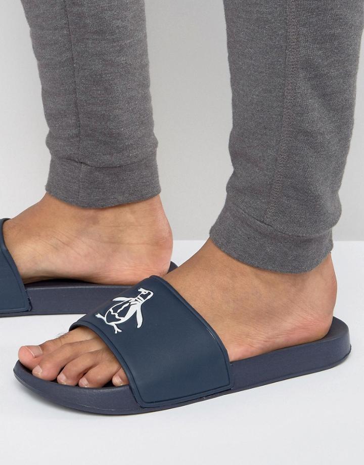Original Penguin Slider Flip Flops - Blue