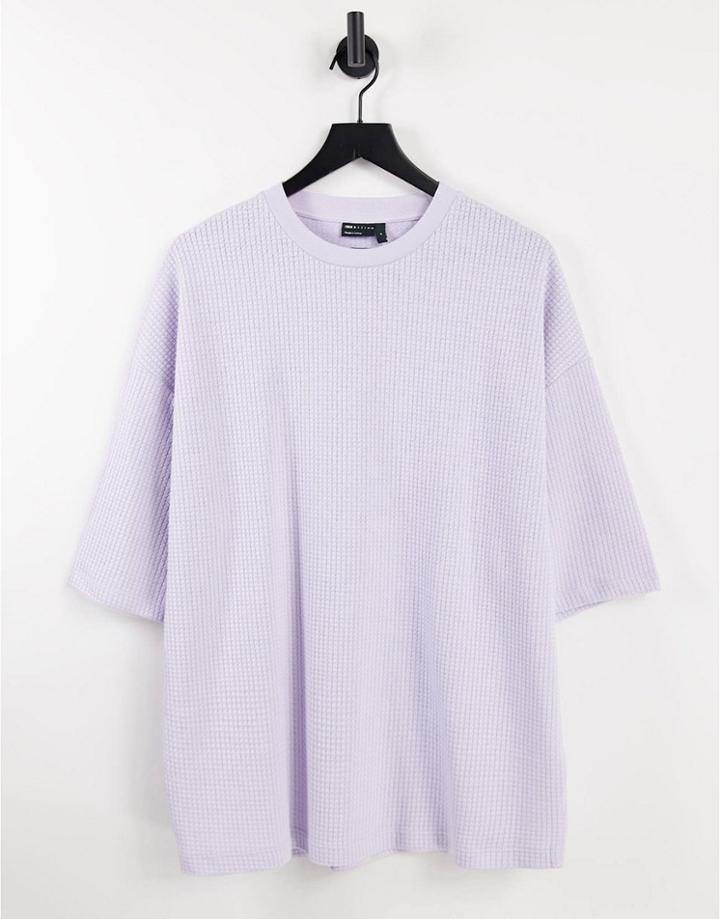 Asos Design Oversized Lightweight Waffle T-shirt In Lilac-purple