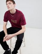 Parlez T-shirt With Embroidered Logo In Burgundy - Red