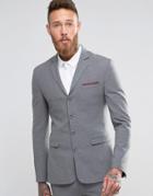Asos Super Skinny Four Button Suit Jacket In Gray - Gray