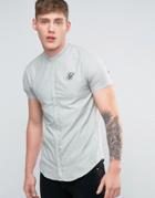 Siksilk Shirt With Grandad Collar In Skinny Fit - Green