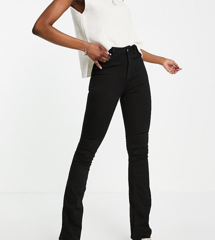 Asos Design Tall High Rise 'lift And Contour' Flare Jeans In Clean Black