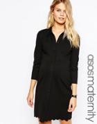 Asos Maternity Ponte Shirt Dress With Scallop Hem - Black