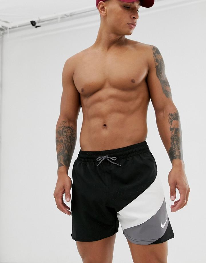 Nike Swim Color Block Swim Shorts In Black