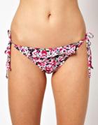 Pureda Floral Print Tie Side Bikini Bottom