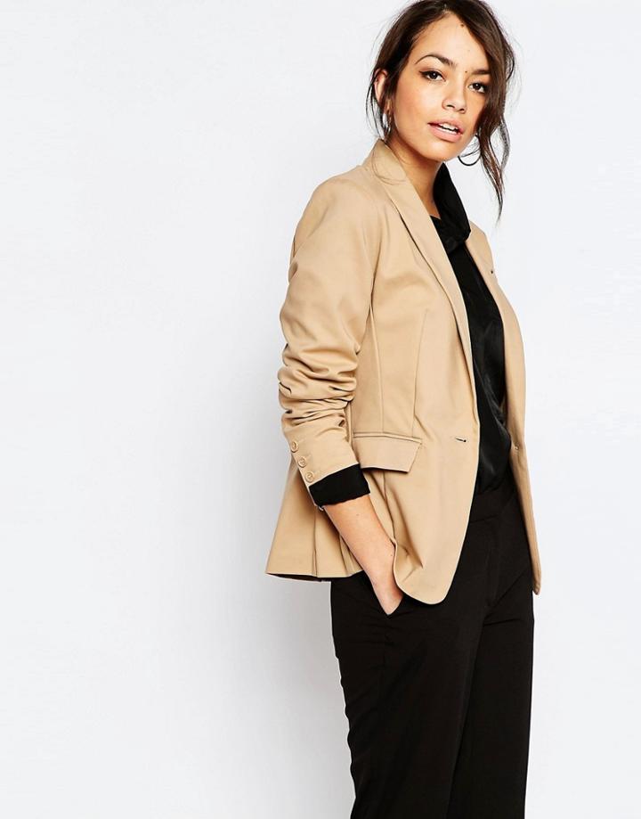 New Look Cotton Tailored Blazer - Tan