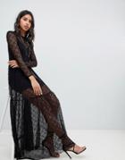 Sabina Musayev Crochet Lace Maxi Gown - Black