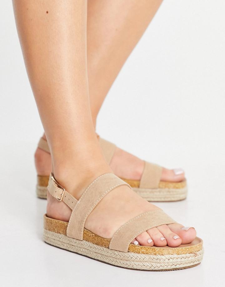Asos Design Jackpot Flatform Espadrilles In Taupe-neutral