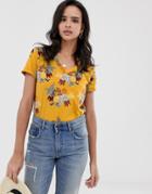 Esprit Leaf Print T Shirt-multi