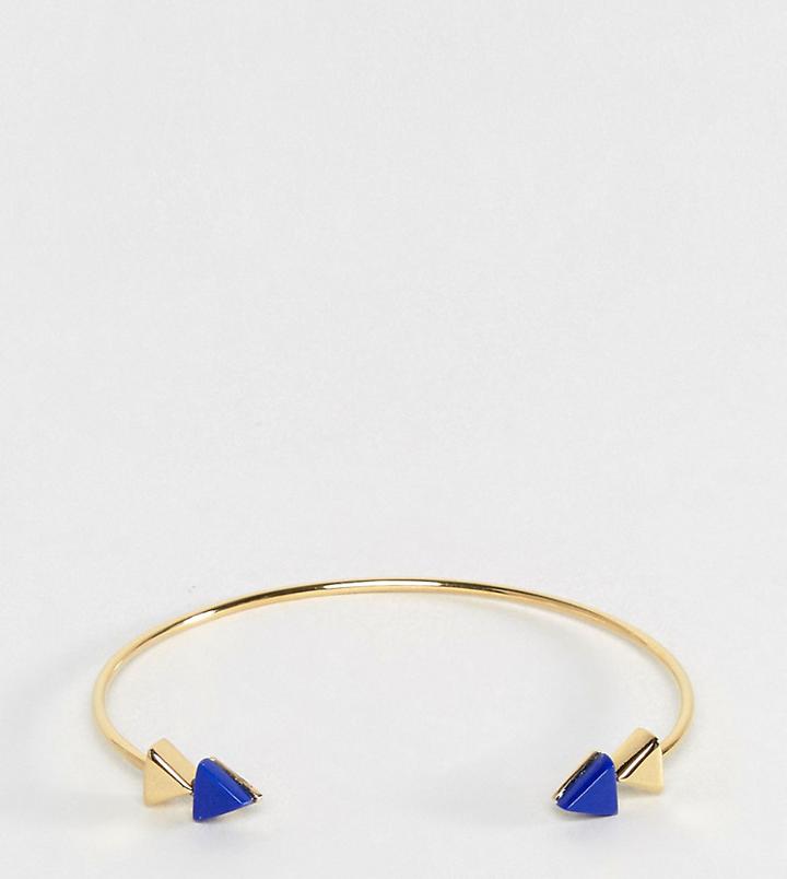 Asos Gold Plated Sterling Silver Arrow End Open Cuff Bracelet - Gold